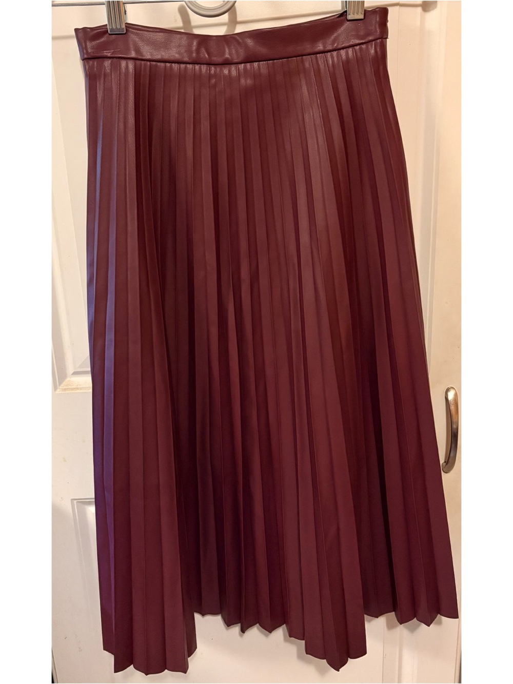 7 For All Mankind Pleated Faux Leather Midi Skirt XS